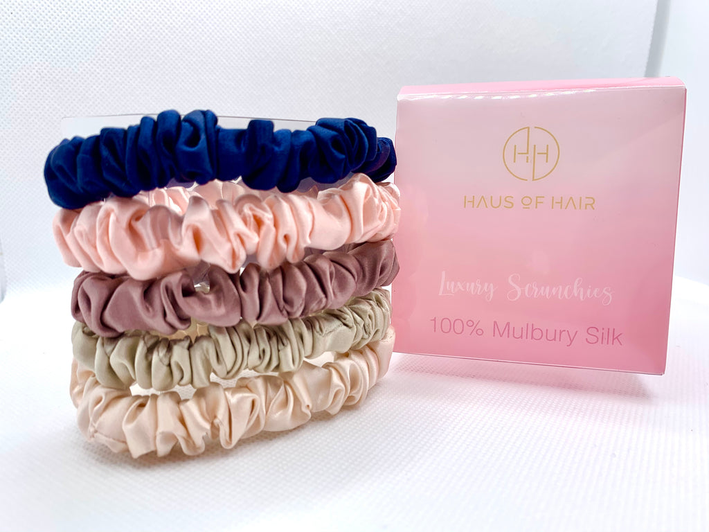 luxury silk scrunchies by Haus of hair - hausofhairhq